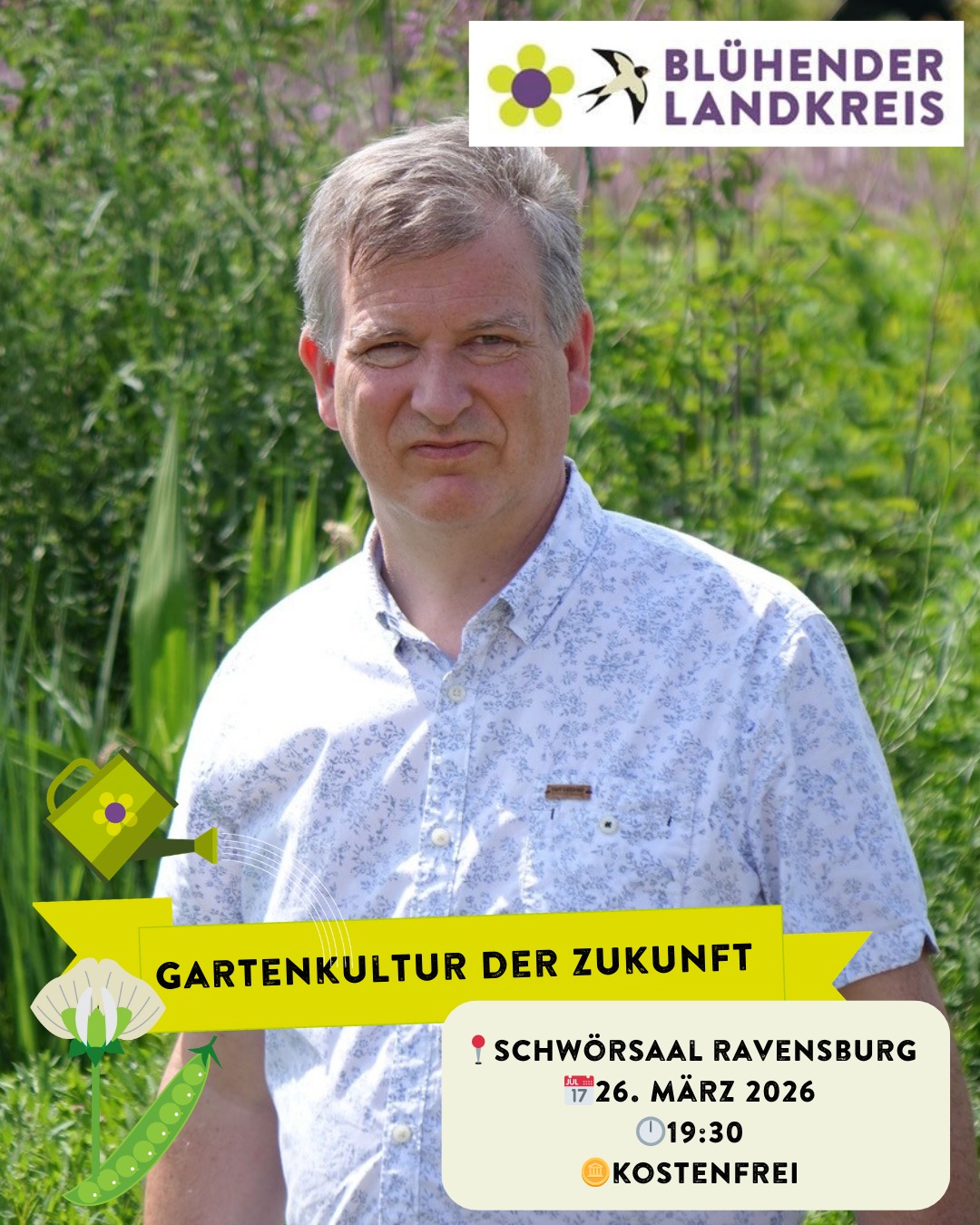 Noch nichts vor am 26. März?
Kommt in den Ravensburger Schwörsaal und erlebt mit Matthias Rausch und dem Team des LEV den Vortrag "Gartenkultur der Zukunft".
Bei der Veranstaltung erhält außerdem jeder Haushalt kostenlose Saatguttütchen. 🌼
Um eine verbindliche Anmeldung unter www.bluehender.landkreis/org/veranstaltungen wird gebeten.
Dank der großzügigen Förderung der Heimatstiftung der @kreissparkasseravensburg ist es uns möglich die Blühkampagne kostenlos anbieten zu können.
Ein Herzliches Dankeschön geht auch an unseren Kooperationspartner @elobau_stiftung und an unseren
Saatguthersteller @tatgut.de.

#allgäu #oberschwaben #landschaftserhaltungsverband #natuRVielfalt #biodiversitätsstrategie #biodiversität #ravensburg