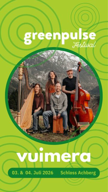 ✨ VUIMERA ✨

= „Vielmehr“ an Klang, Atmosphäre und musikalischen Möglichkeiten: @vuimeraklaenge verbindet Jazz, zeitgenössische Klassik und sphärische Klangwelten zu einem berührenden Konzerterlebnis.

🌿 #GreenPulseFestival
📍 Schloss Achberg
📅 03. & 04. Juli 2026

🎤 Vorträge, Musik und Film
@sarahwienerofficial · @maxprosa · @jan_haft · @orchesterdeswandels · @vuimeraklaenge 

🌱 Workshops & Exkursionen
@dervogelphilipp · @gruen_sein · @fischerrizzi · @karin_namaste

... und viele mehr! ✨

🎟️ Tickets & Infos: www.greenpulsefestival.de

Gefördert durch:
@naturvielfalt.ravensburg @elobaustiftung
@kreissparkasse.ravensburg @landkreisravensburg @audio_concept_vt @bellissa_haas @schloss.achberg & Bio-Musterregion Ravensburg
